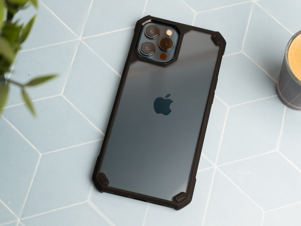 Vysoce odolný Acrylic obal na iPhone 12 Pro - Černý 4